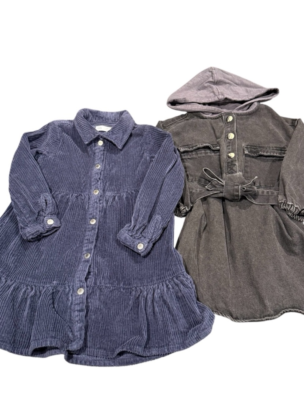 Zara 3/4 toddler girls dresses navy + gray.